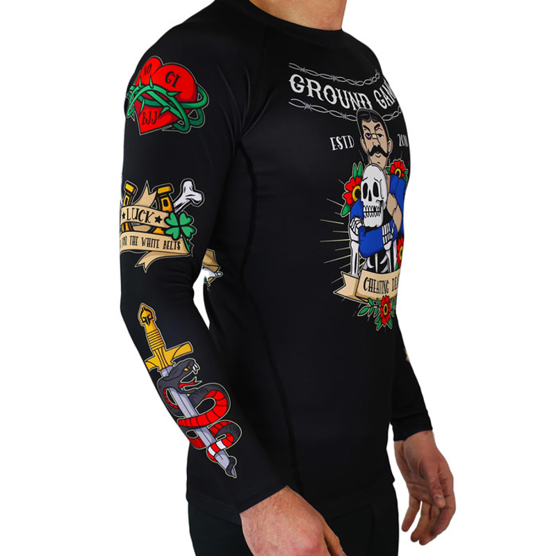 GroundGame old school RASHGUARD longsleeve -BLACK